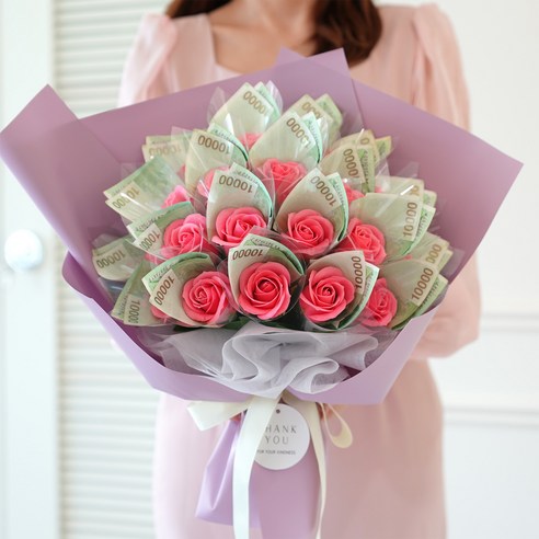 앨리플라워 돈 꽃다발 20p + 쇼핑백, 핑크