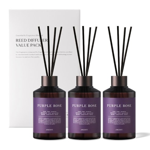 에이센트 실속형 디퓨저, 퍼플로즈, 200ml, 3개