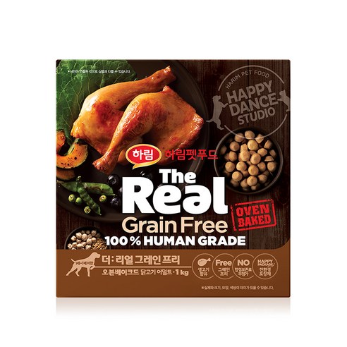 하림펫푸드 어덜트 더리얼 그레인프리 오븐베이크드 강아지사료, 닭, 1kg, 1개