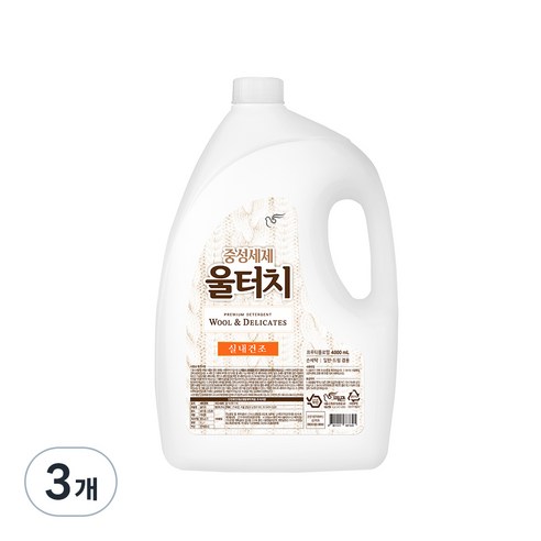 울터치 중성세제 본품, 4L, 3개