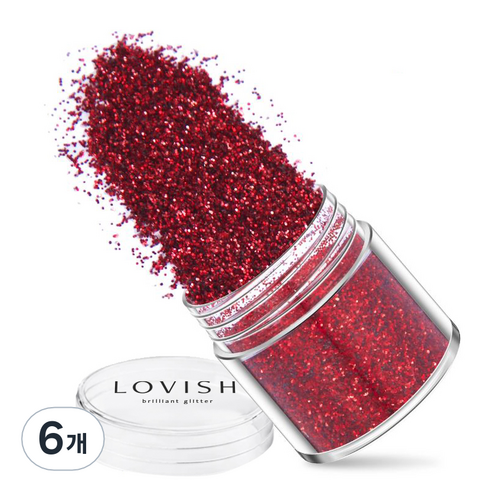 러비쉬 프리미엄 네일 글리터 10g, LVS-025 레드, 6개