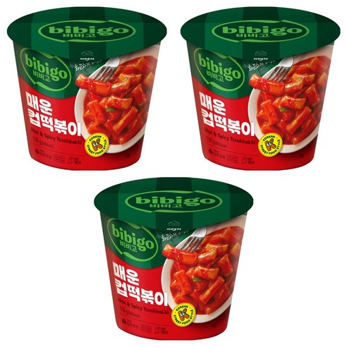 비비고 매운 컵떡볶이, 3개, 110g
