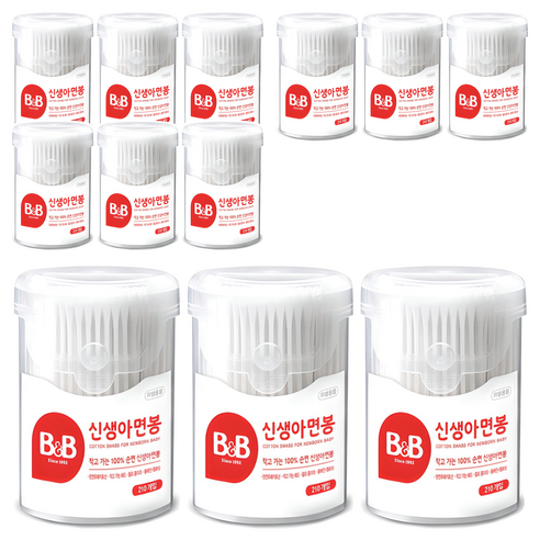 비앤비 신생아 면봉, 210개입, 12개