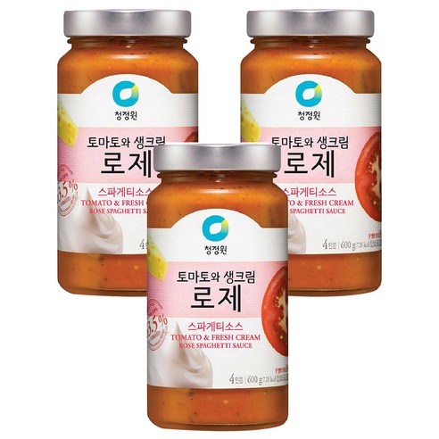 청정원 토마토와생크림 로제 스파게티소스, 600g, 3개