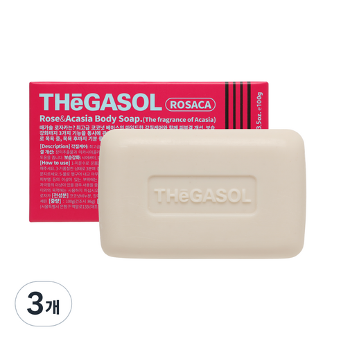 때가솔 로자카 때밀이 각질제거 목욕비누, 100g, 3개