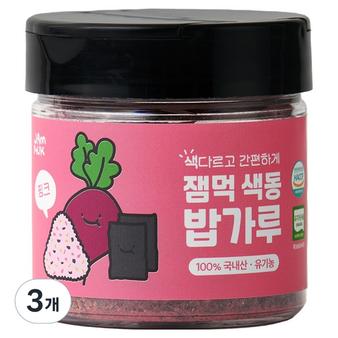 잼먹 아동용 후리가케 색동 밥가루 핑크, 50g, 3개