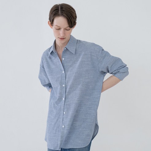 레이디볼륨 여성용 CLASSIC FIT LINEN STRIPED 셔츠