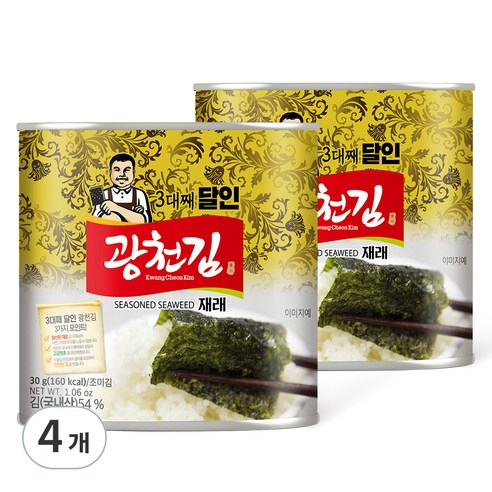 광천김 3대째 달인 재래 캔김, 30g, 4개