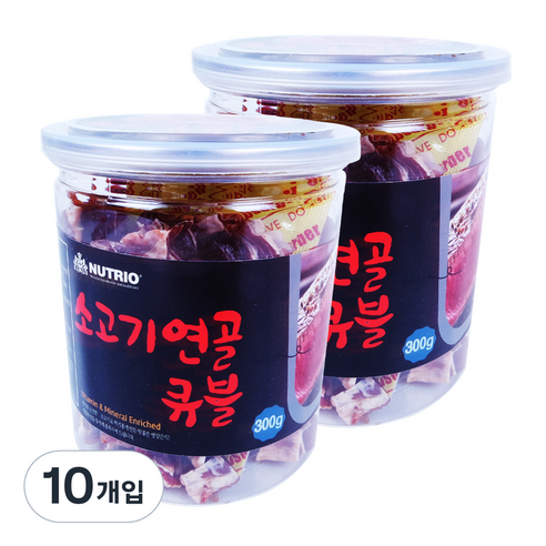 뉴트리오 스테이크 반려견 간식, 소고기연골큐블맛, 300g, 10개