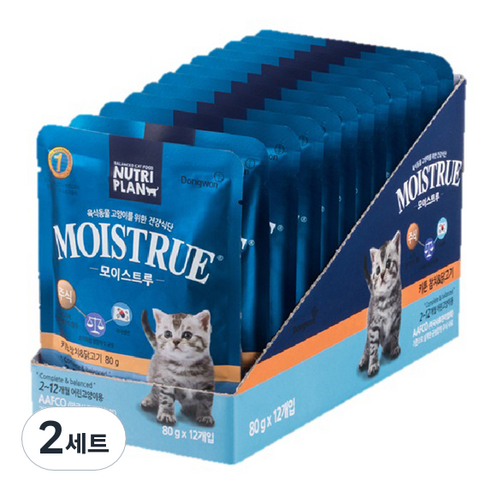 뉴트리플랜 고양이 키튼 모이스트루 주식파우치 12p, 닭+참치, 960g, 2세트