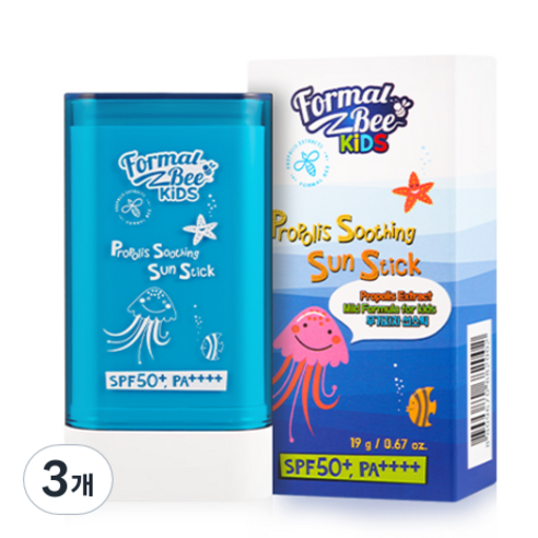 포멀비 키즈 프로폴리스 수딩 선스틱 SPF50+ PA++++, 19g, 3개