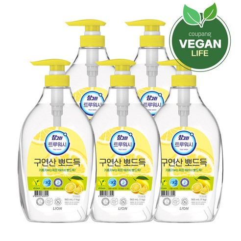 참그린 트루워시 구연산 뽀드득 주방세제 레몬향, 1kg, 5개