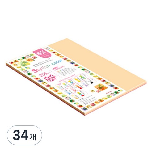 종이문화 스타일리쉬 두꺼운 혼합색지 08 SN Red Tone 205g, 34개, 8절