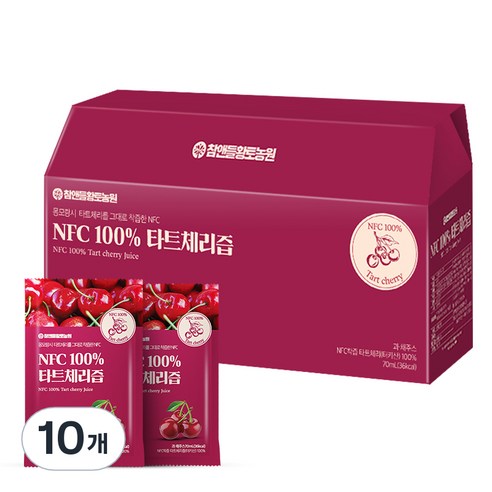 미쁨생활건강 딱좋아 NFC착즙 몽모랑시 타트체리주스 70ml, 120개 nfc타트체리착즙원액 10 참앤들황토농원 NFC착즙 타트체리주스, 2.1L, 10개