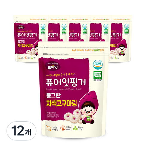 퓨어잇 핑거 동그란 야채링 40g, 자색고구마, 12개