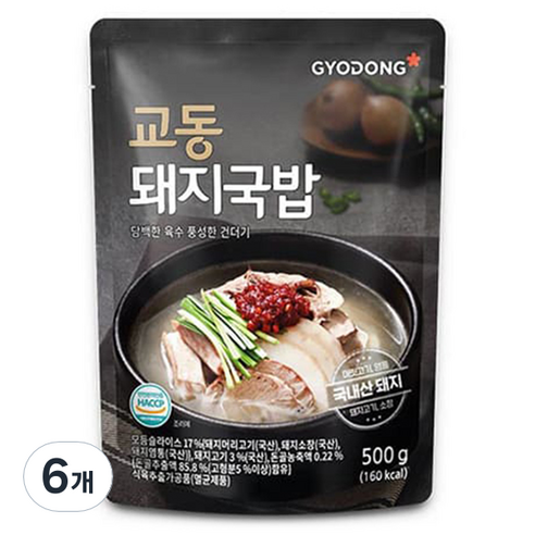 교동식품 돼지국밥, 500g, 6개