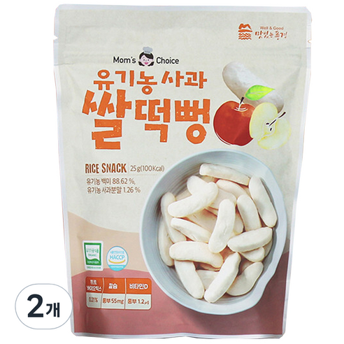맛있는풍경 유아용 유기농 사과 쌀떡뻥 25g, 2개, 사과맛
