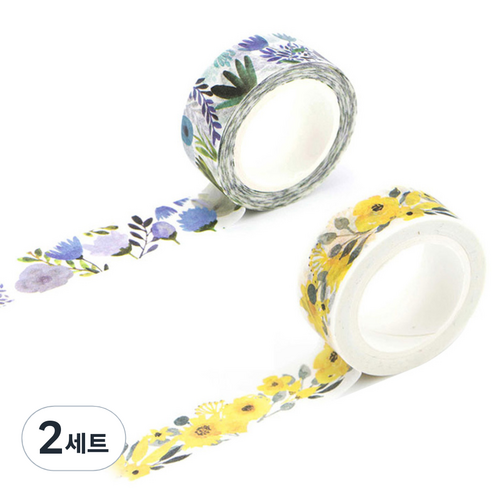 라이프포인트 내츄럴 일러스트 마스킹 테이프 01황매화 세트, 01황매화, 05보라별꽃, 2세트