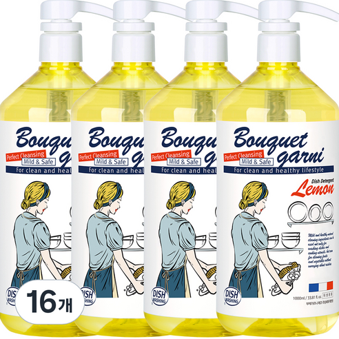 부케가르니 에코 주방세제 레몬향, 1000ml, 16개