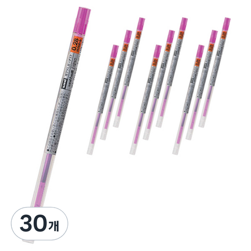 유니볼 시그노 스타일핏트 젤잉크 리필심 0.28mm UMR-109, 핑크, 30개