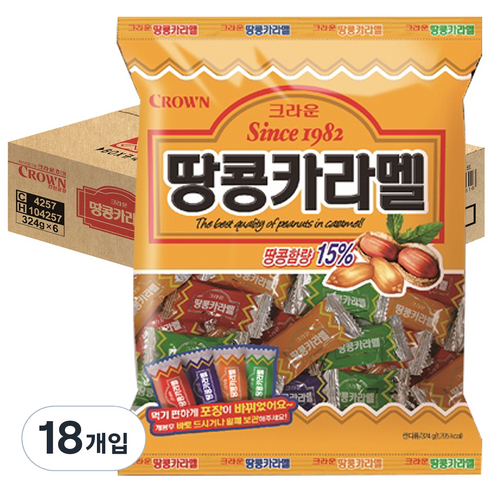 크라운 땅콩카라멜, 324g, 18개입