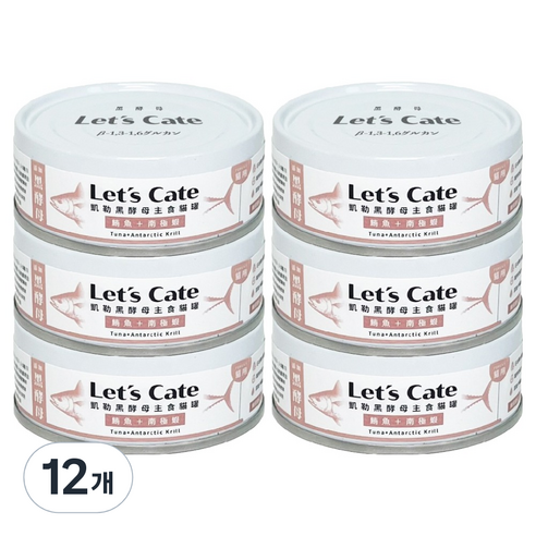 레츠케이트 고양이 오레오 컴플리트 뉴트리션 주식캔, 12개, 80g, 참치 + 남극 크릴