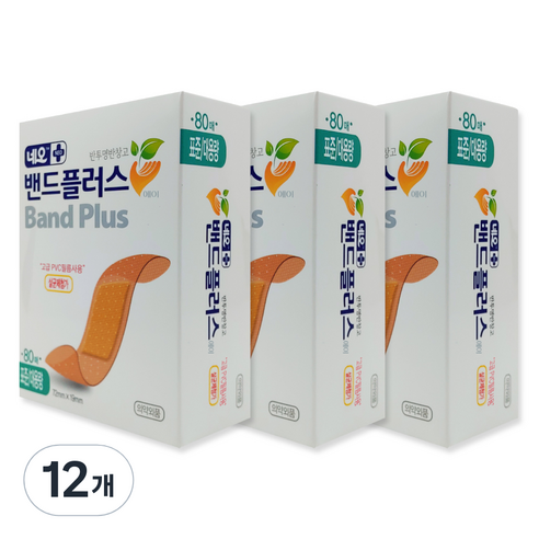 네오메디제약 밴드플러스에이 대용량 표준 80매, 12개