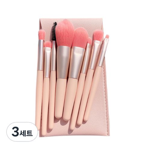 디에스 파스텔 파우치 브러쉬 8종 세트, 3세트, 핑크