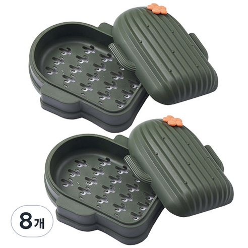 더자카 선인장 물빠짐 비누 받침대, 딥그린, 8개