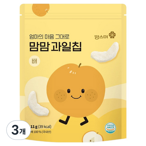 맘스미 맘맘 과일칩 배, 11g, 3개