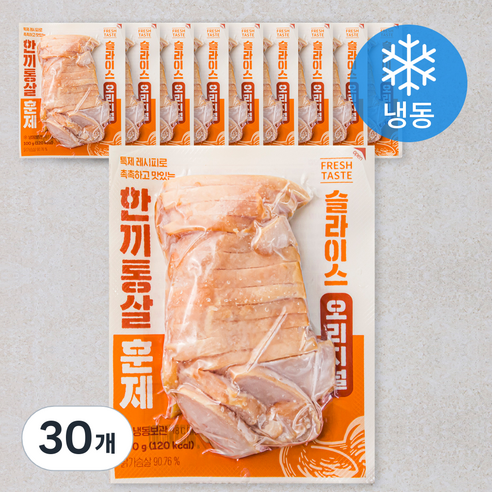 한끼통살 훈제 슬라이스 오리지널 닭가슴살 (냉동), 100g, 30개
