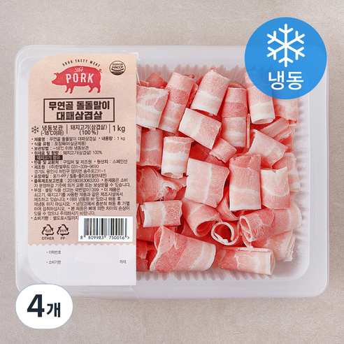 무연골 돌돌말이 대패삼겹살 (냉동), 1kg, 4개
