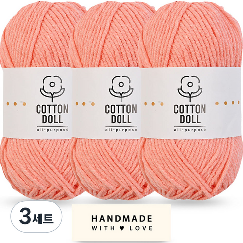 니뜨 코튼돌실 50g x 3p + 코튼 라벨 세트, 3세트, 13 살몬