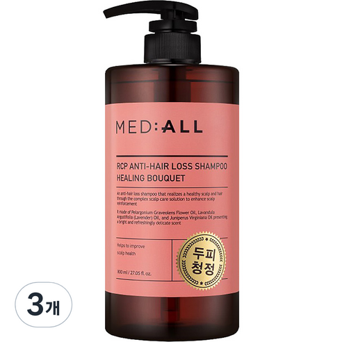 메디올 알시피 안티로스 두피 청정 샴푸 힐링부케, 3개, 800ml