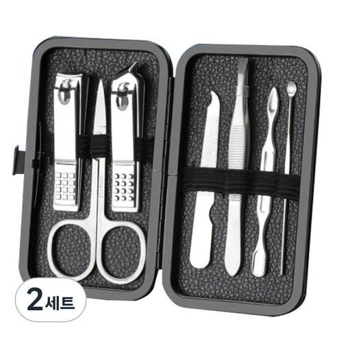 피피홈리빙 스텐 손톱 발톱 네일 도구 7종 세트, 2세트, 실버