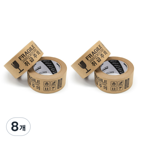 에코앤드 크라프트 분리수거 일괄배출 테이프 50mm x 40m, 취급주의, 8개