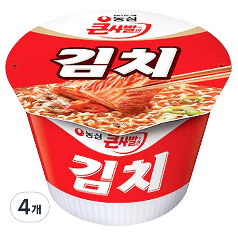 농심 김치 큰사발면 112g, 4개