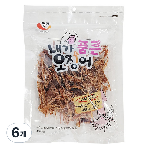 정화식품 내가 품은 건어물 오징어 간식 주전부리, 140g, 6개