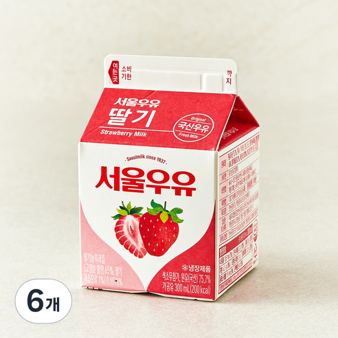 서울우유 딸기 우유, 300ml, 6개