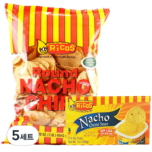 리코스 나쵸칩 454g + 나쵸 치즈소스 100g x 2p, 5세트, 654g