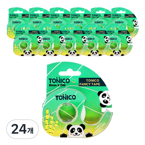 신흥테이프 토니코 사무 문구 팬시테이프 반투명 팬더 18mm x 15m, 24개