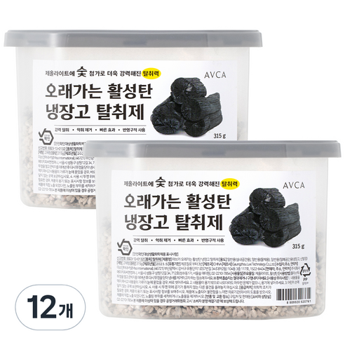 아브카 오래가는 활성탄 냉장고 탈취제, 315g, 12개