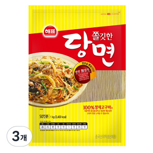 해표 쫄깃한 당면, 1kg, 3개