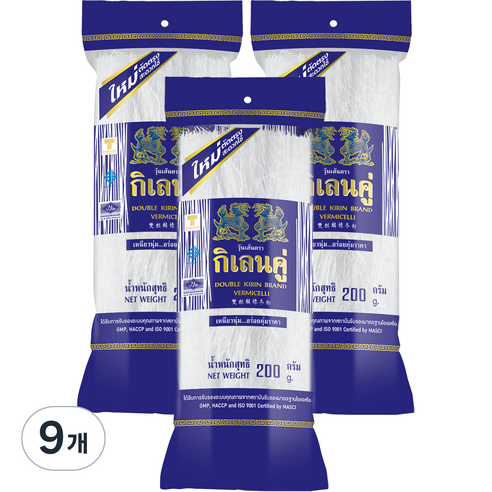 더블기린 빈 버미셀리 녹두 당면, 9개, 200g