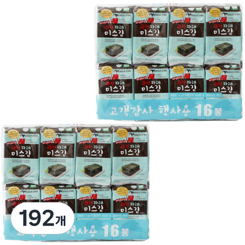 미스김 광천 파래 도시락김, 192개, 4g