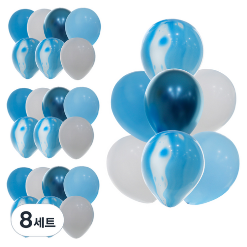 이베이비랜드 마블풍선 세트 7p, 블루, 8세트