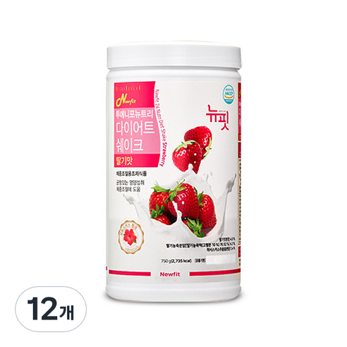 뉴핏 투에니포 뉴트리 다이어트 쉐이크 딸기맛, 750g, 12개