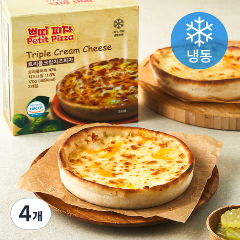 쁘띠 트리플 크림치즈 피자 (냉동), 170g, 2개입, 4개