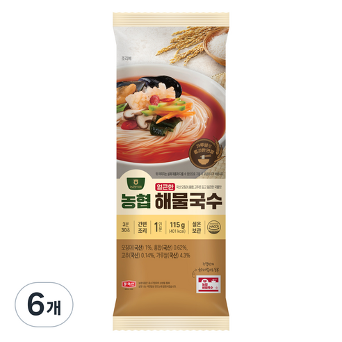 농협식품 얼큰한 해물국수, 115g, 6개