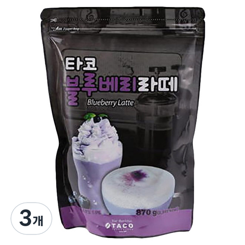 타코 블루베리라떼 파우치(870g) 분말, 870g, 3개, 3개